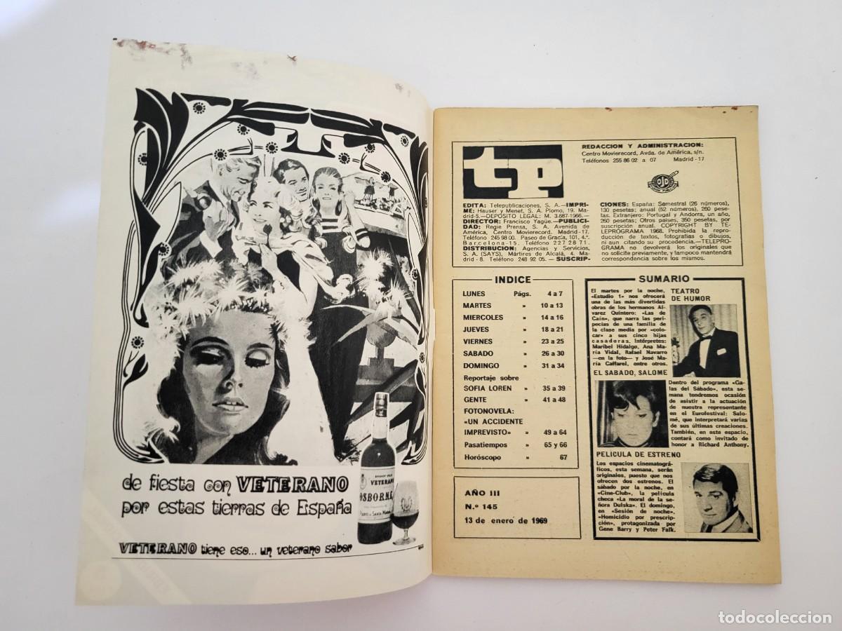 Coleccionismo de revista Teleprograma: TP. Teleprograma, N.&ordm; 145, Mama Sofia. Del 13 al 19 de Enero de 1969. - Foto 3