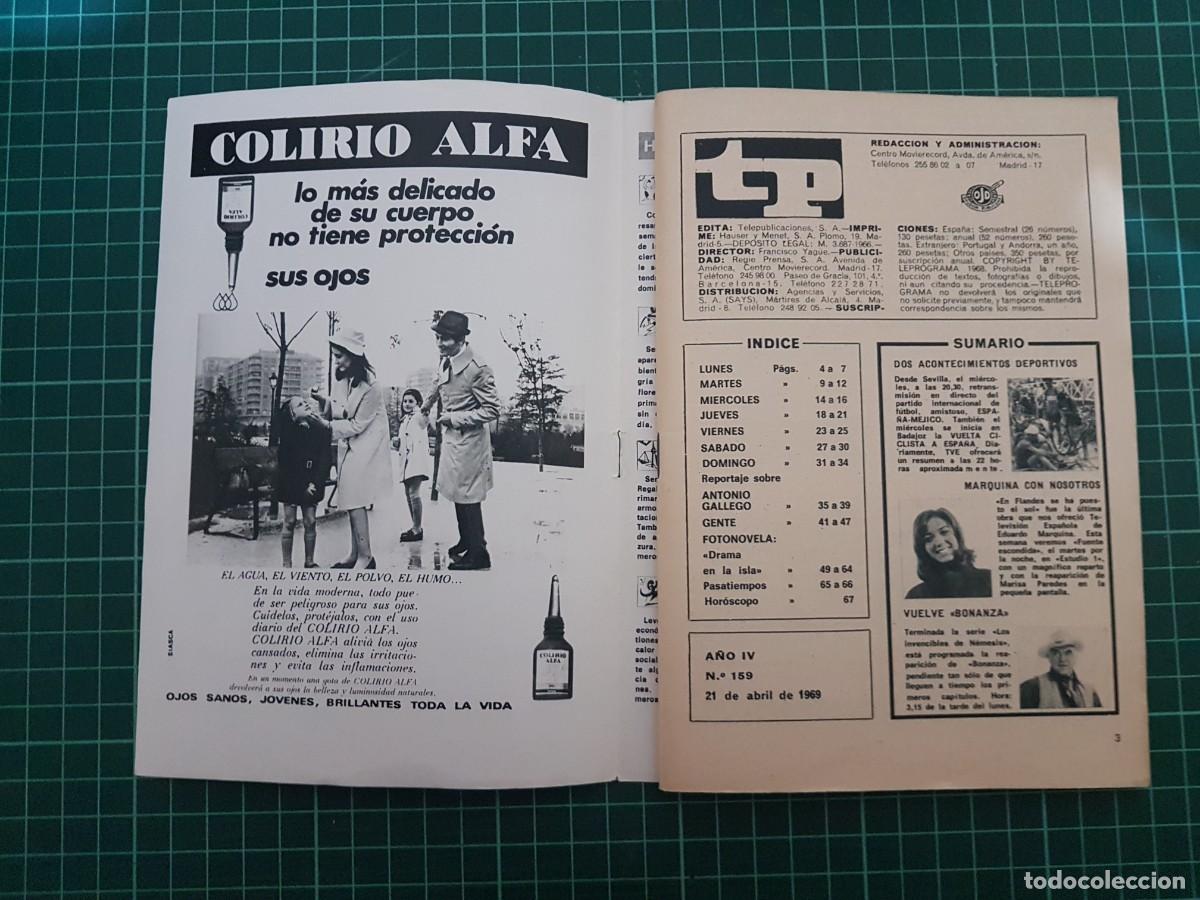 Coleccionismo de revista Teleprograma: TP. Teleprograma, N.&ordm; 159, Gallego. Del 21 al 27 de Abril de 1969. - Foto 4
