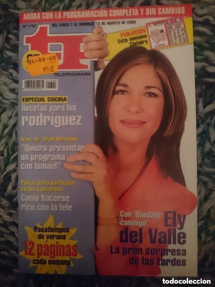 Coleccionismo de revista Teleprograma: TP TELEPROGRAMA N 1792 DEL 7 AL 13 AGOSTO DE 2000 - ELY DEL VALLE -con Programacion Satelite - Foto 1