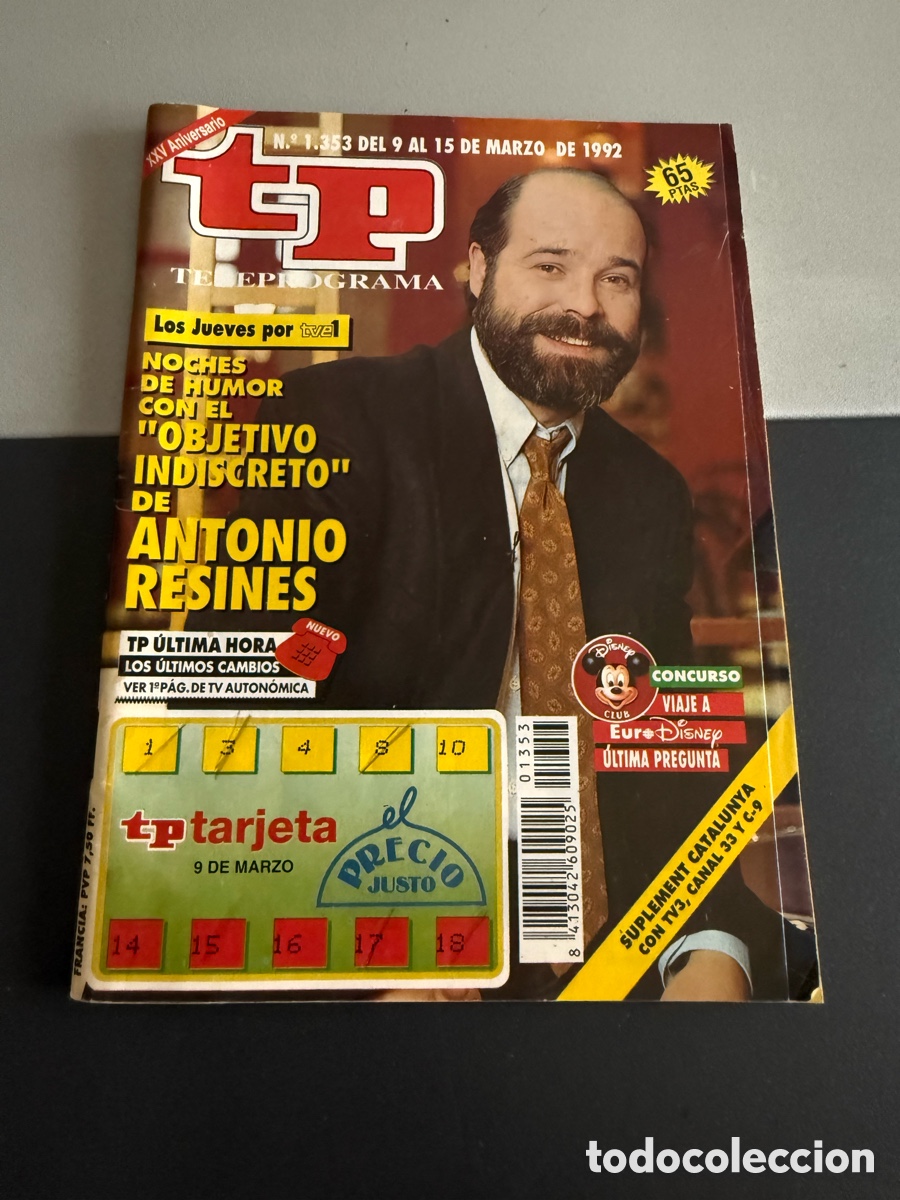 Coleccionismo de revista Teleprograma: TP. TELEPROGRAMA. n 1353. Marzo 1992. ANTONIO RESINES