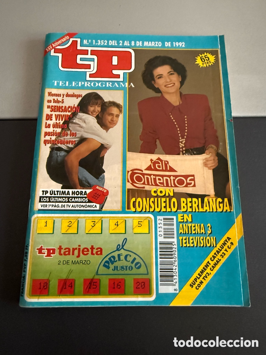 Coleccionismo de revista Teleprograma: TP Teleprograma n 1352. Marzo 1992. SENSACI&Oacute;N DE VIVIR. CONSUELO BERLANGA