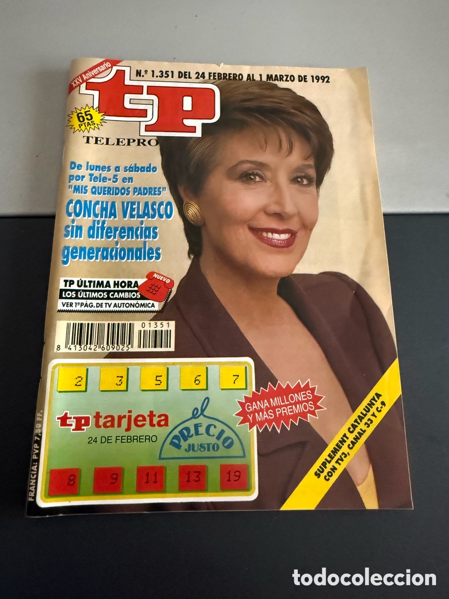 Coleccionismo de revista Teleprograma: TP. Teleprograma n 1351. Marzo 1992. CONCHA VELASCO