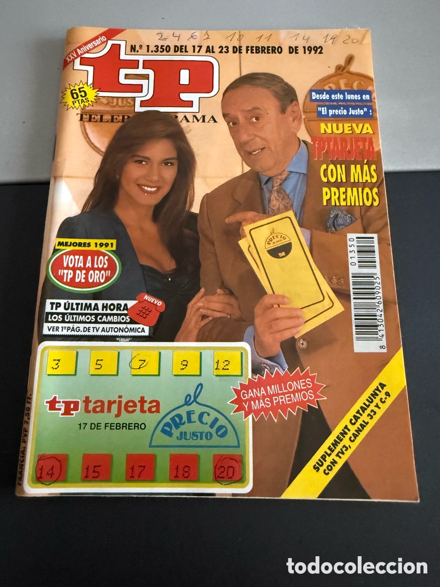 Coleccionismo de revista Teleprograma: TP. Teleprograma n 1350. Febrero 1992. EL PRECIO JUSTO