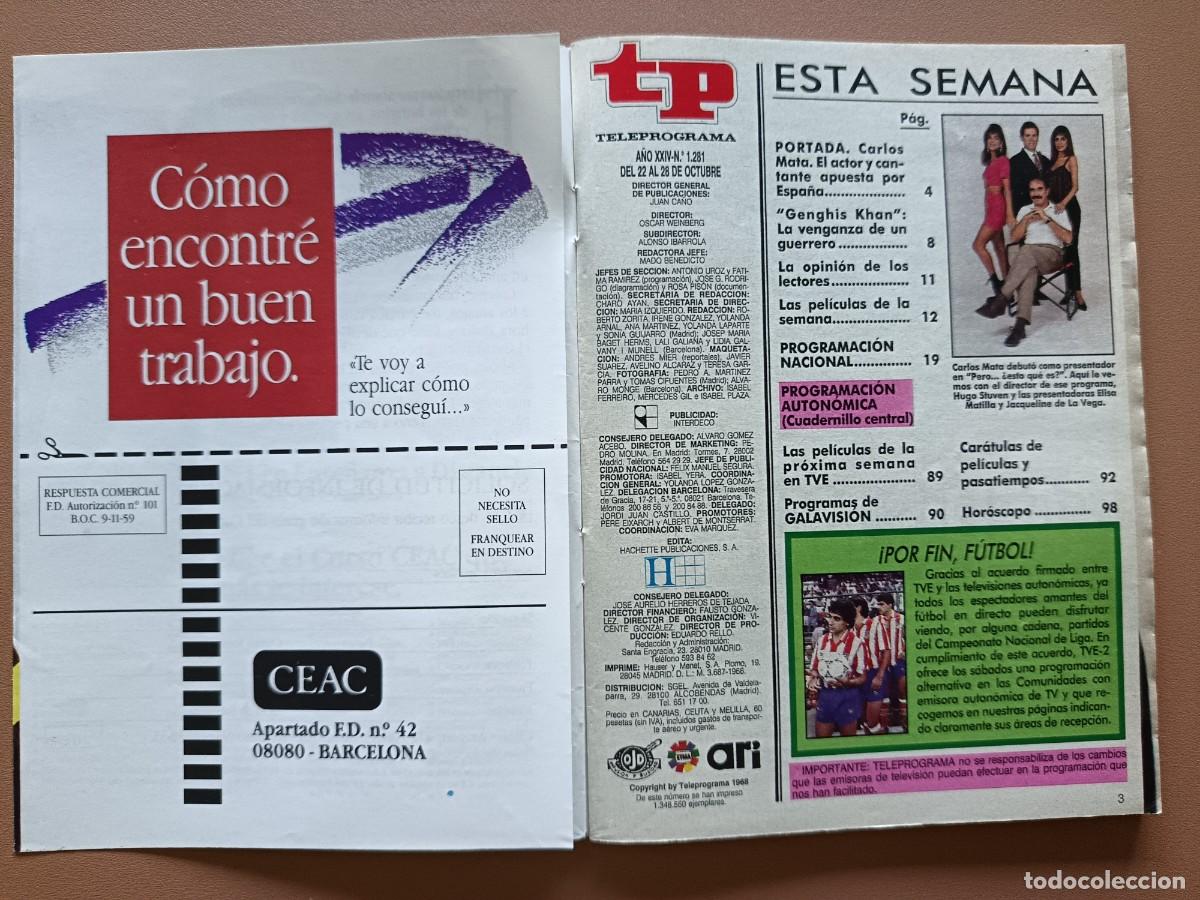 Coleccionismo de revista Teleprograma: TP- N&Uacute;MERO 1281 - 1990 - Foto 2