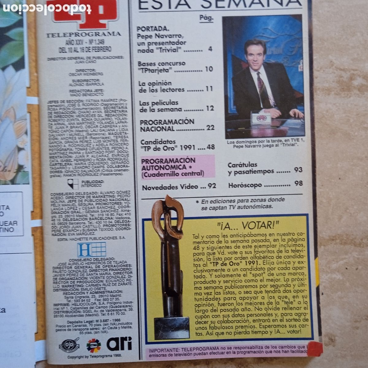 Coleccionismo de revista Teleprograma: TP teleprograma 1349 Pepe Navarro - Foto 2