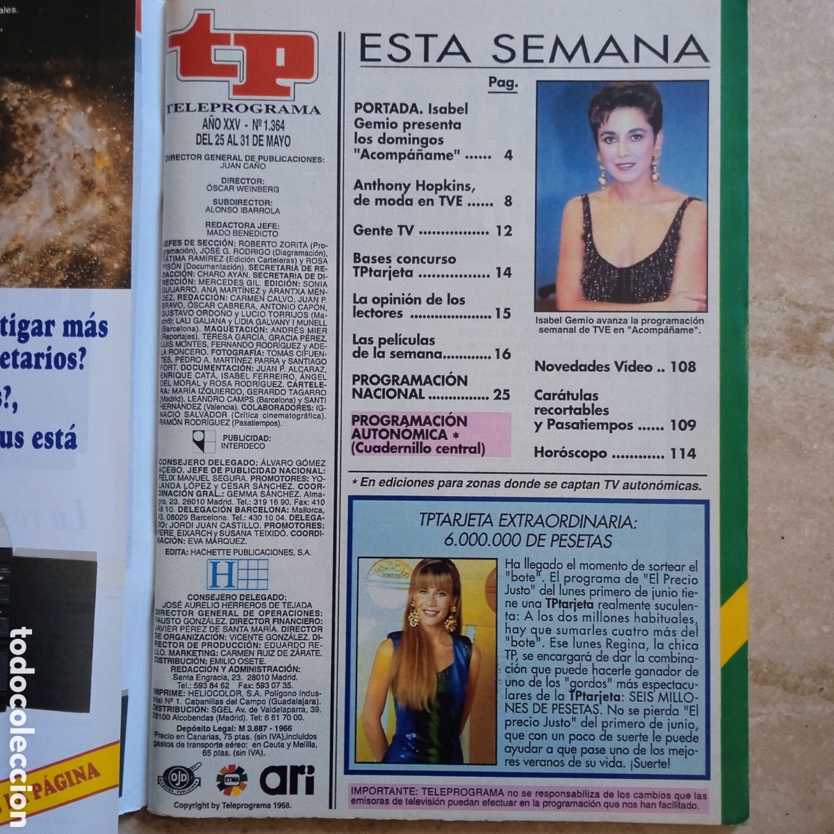 Coleccionismo de revista Teleprograma: TP teleprograma 1364 Isabel Gemio - Foto 2