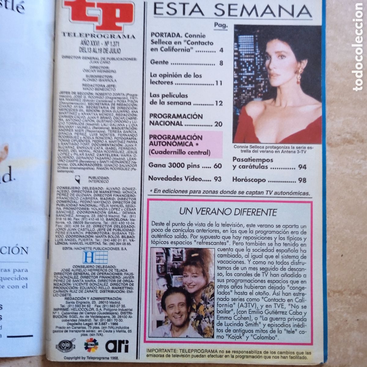 Coleccionismo de revista Teleprograma: TP teleprograma 1371 Connie Sellaca - Foto 2