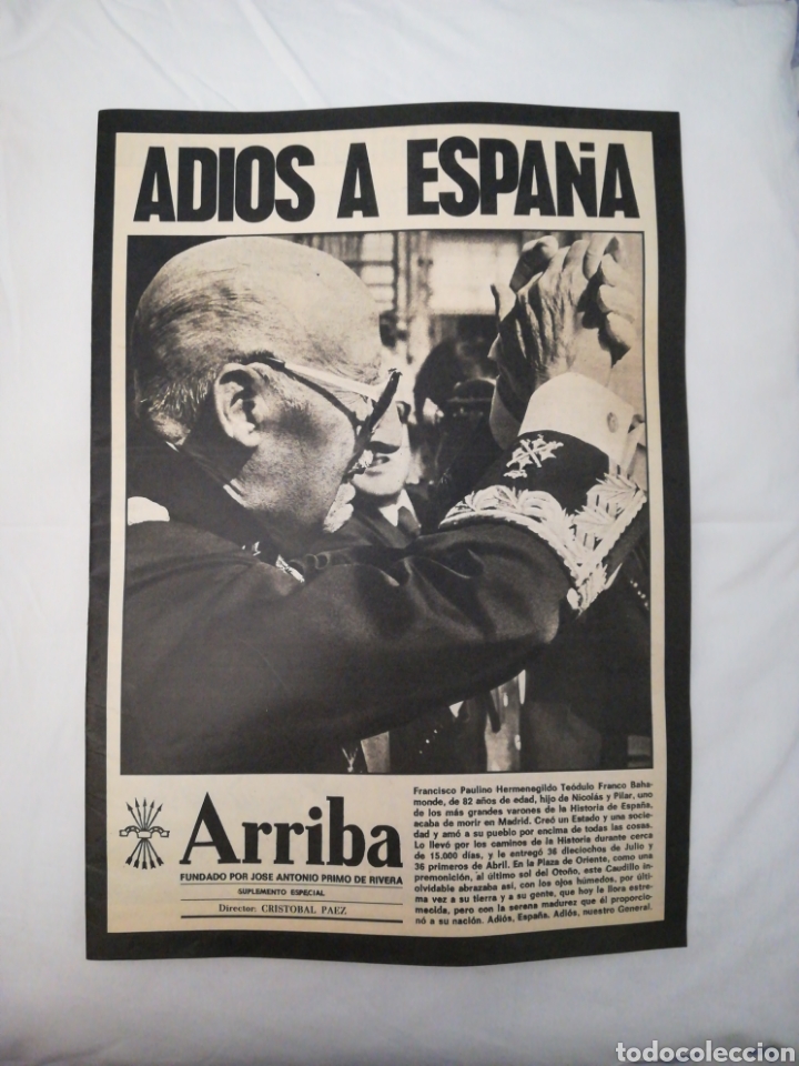 Coleccionismo de Revista Temas Españoles: Periódico ARRIBA ADIÓS A ESPAÑA FRANCO - Foto 1 - 303766753