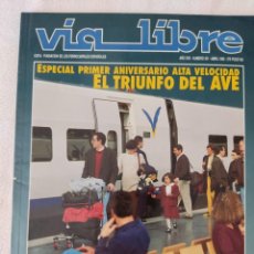 Coleccionismo de Revista Temas Españoles: REVISTA TRENES VIA LIBRE -NUM.351 ABRIL 1993-ESPECIAL PRIMER ANIVERSARIO AVE. Lote 334581368