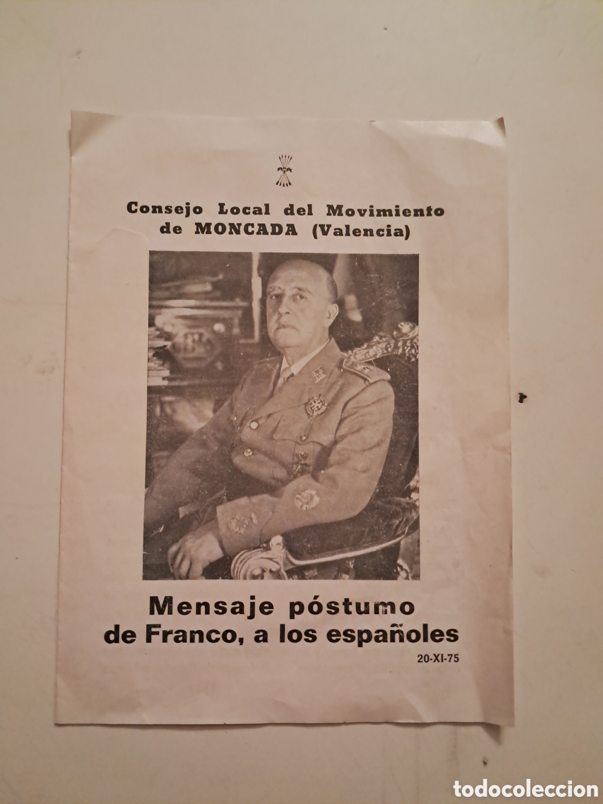 Coleccionismo de Revista Temas Espa&ntilde;oles: Mensaje postumo de franco a todos los espa&ntilde;oles - sede moncada