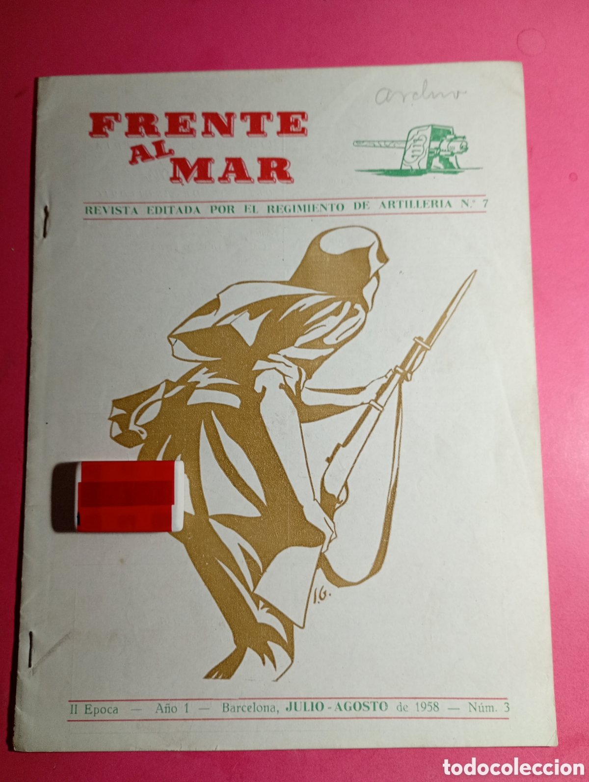 Coleccionismo de Revista Temas Espa&ntilde;oles: FRENTE AL MAR EDITADA POR EL REGIMIENTO DE ARTILLER&Iacute;A N&deg; 7 BCN 1958 - N&deg;3
