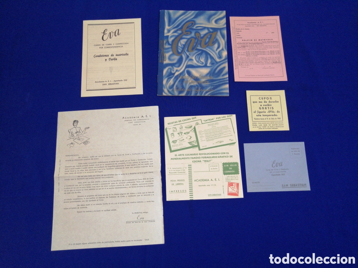 Collectionnisme de Magazine Temas Espa&ntilde;oles: EVA CURSO DE CORTE Y CONFECCI&Oacute;N SE INCLUYEN FOLLETOS, CARTA Y TARJETA