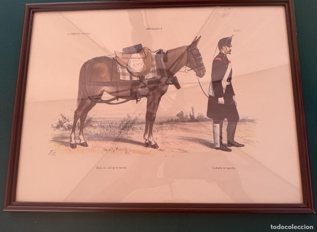 Collection Magazine Temas Espa&ntilde;oles: LAMINA DE SOLDADO UNIFORMES DE ARTILLERIA MULA ATALAGE DE MARCHA &rdquo; DE 46 X 34 Cm.