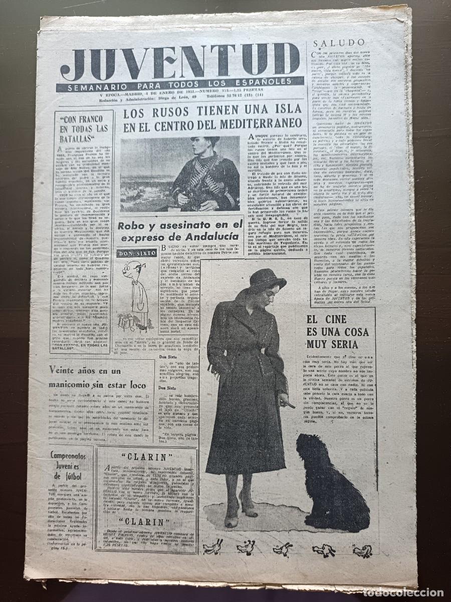 Coleccionismo de revista Temas Espa&ntilde;oles: JUVENTUD- SEMANARIO PARA TODOS LOS ESPA&Ntilde;OLES- 373- 1951