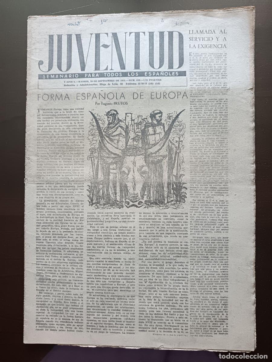 Coleccionismo de revista Temas Espa&ntilde;oles: JUVENTUD- SEMANARIO PARA TODOS LOS ESPA&Ntilde;OLES- 410- 1951