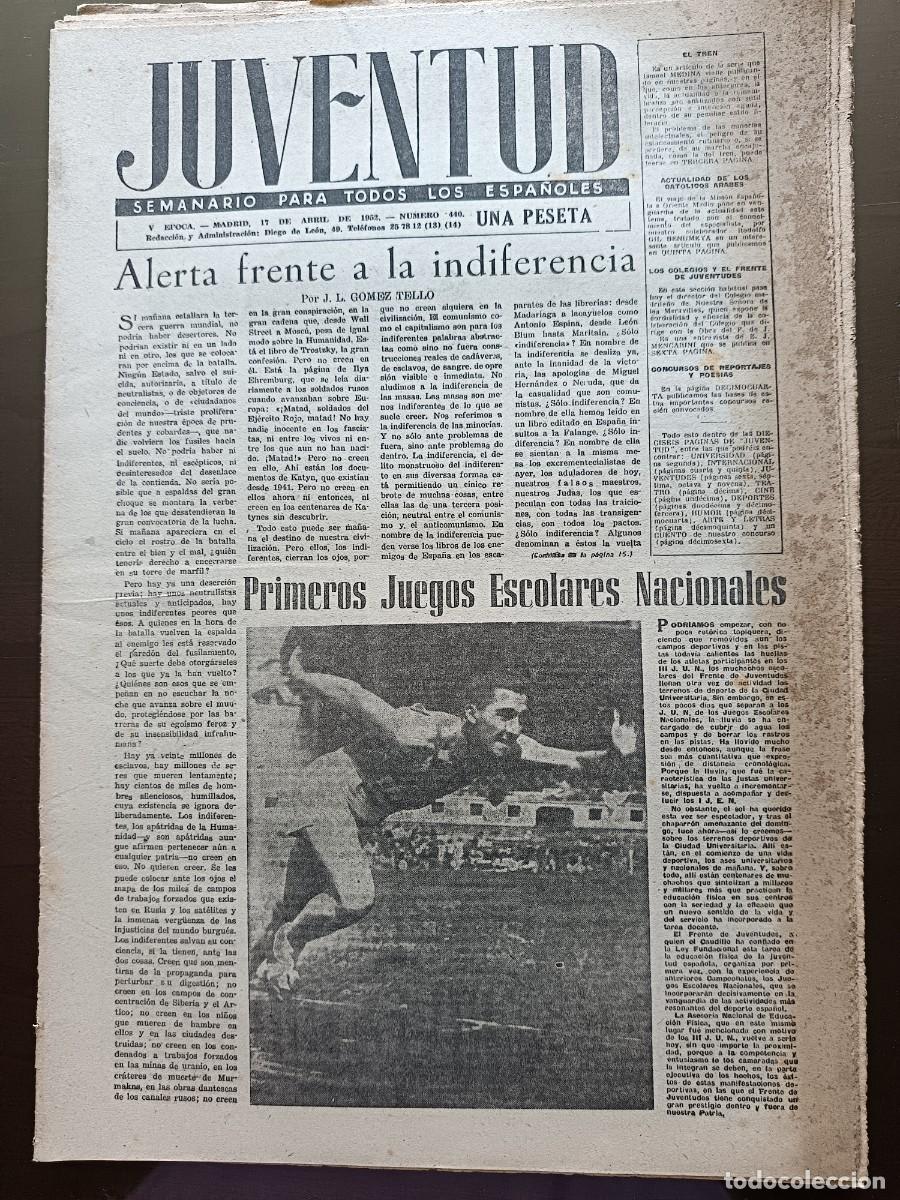 Coleccionismo de revista Temas Espa&ntilde;oles: JUVENTUD- SEMANARIO PARA TODOS LOS ESPA&Ntilde;OLES- 440- 1952