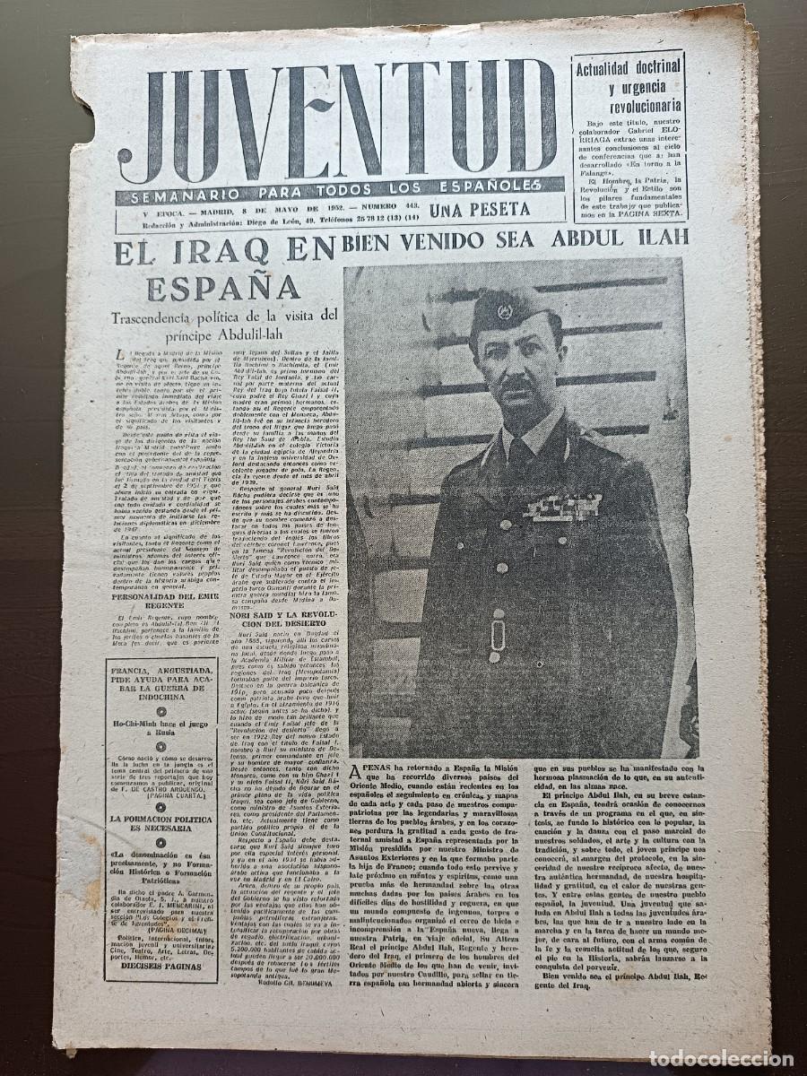 Coleccionismo de revista Temas Espa&ntilde;oles: JUVENTUD- SEMANARIO PARA TODOS LOS ESPA&Ntilde;OLES- 443- 1952