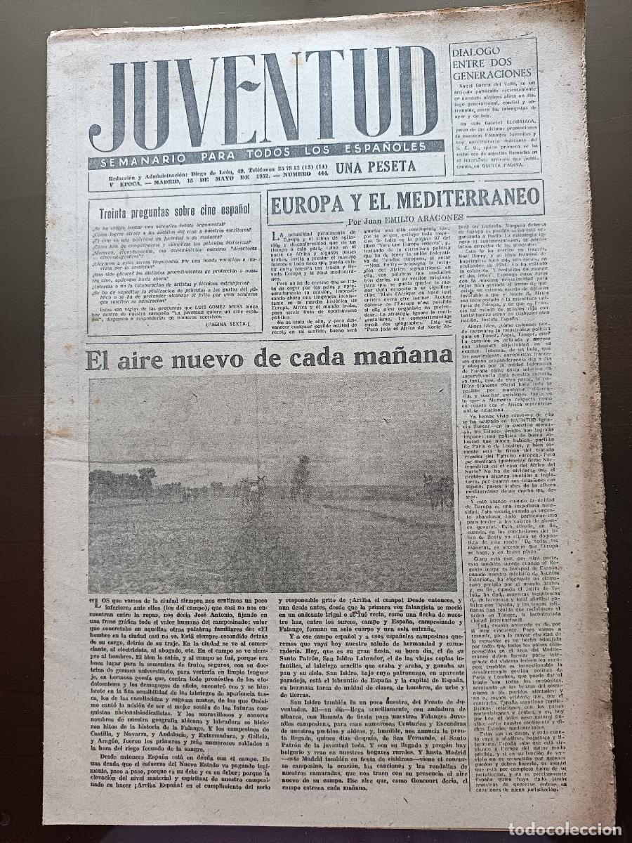 Coleccionismo de revista Temas Espa&ntilde;oles: JUVENTUD- SEMANARIO PARA TODOS LOS ESPA&Ntilde;OLES- 444- 1952