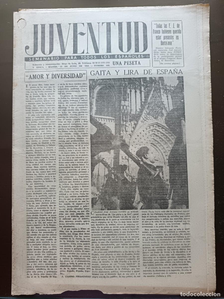 Coleccionismo de revista Temas Espa&ntilde;oles: JUVENTUD- SEMANARIO PARA TODOS LOS ESPA&Ntilde;OLES- 448- 1952