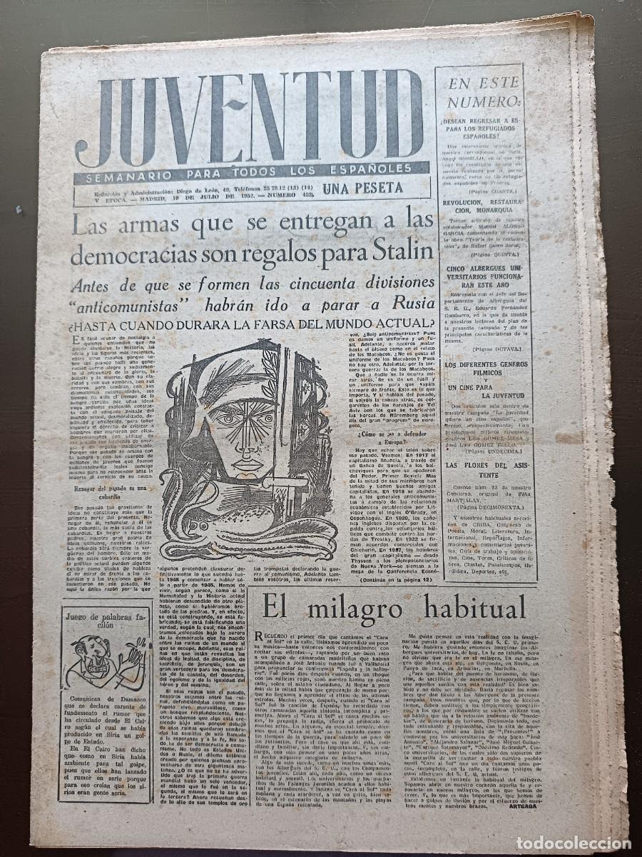 Coleccionismo de revista Temas Espa&ntilde;oles: JUVENTUD- SEMANARIO PARA TODOS LOS ESPA&Ntilde;OLES- 452- 1952