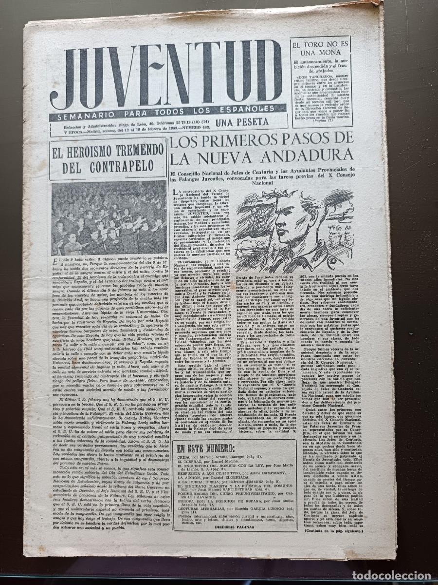 Coleccionismo de revista Temas Espa&ntilde;oles: JUVENTUD- SEMANARIO PARA TODOS LOS ESPA&Ntilde;OLES- 483- 1953