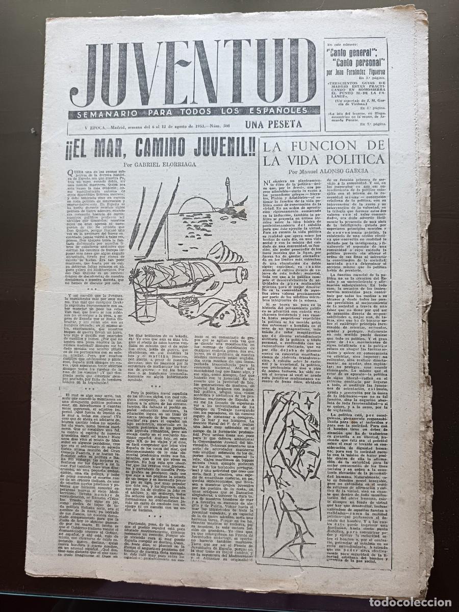 Coleccionismo de revista Temas Espa&ntilde;oles: JUVENTUD- SEMANARIO PARA TODOS LOS ESPA&Ntilde;OLES- 508- 1953