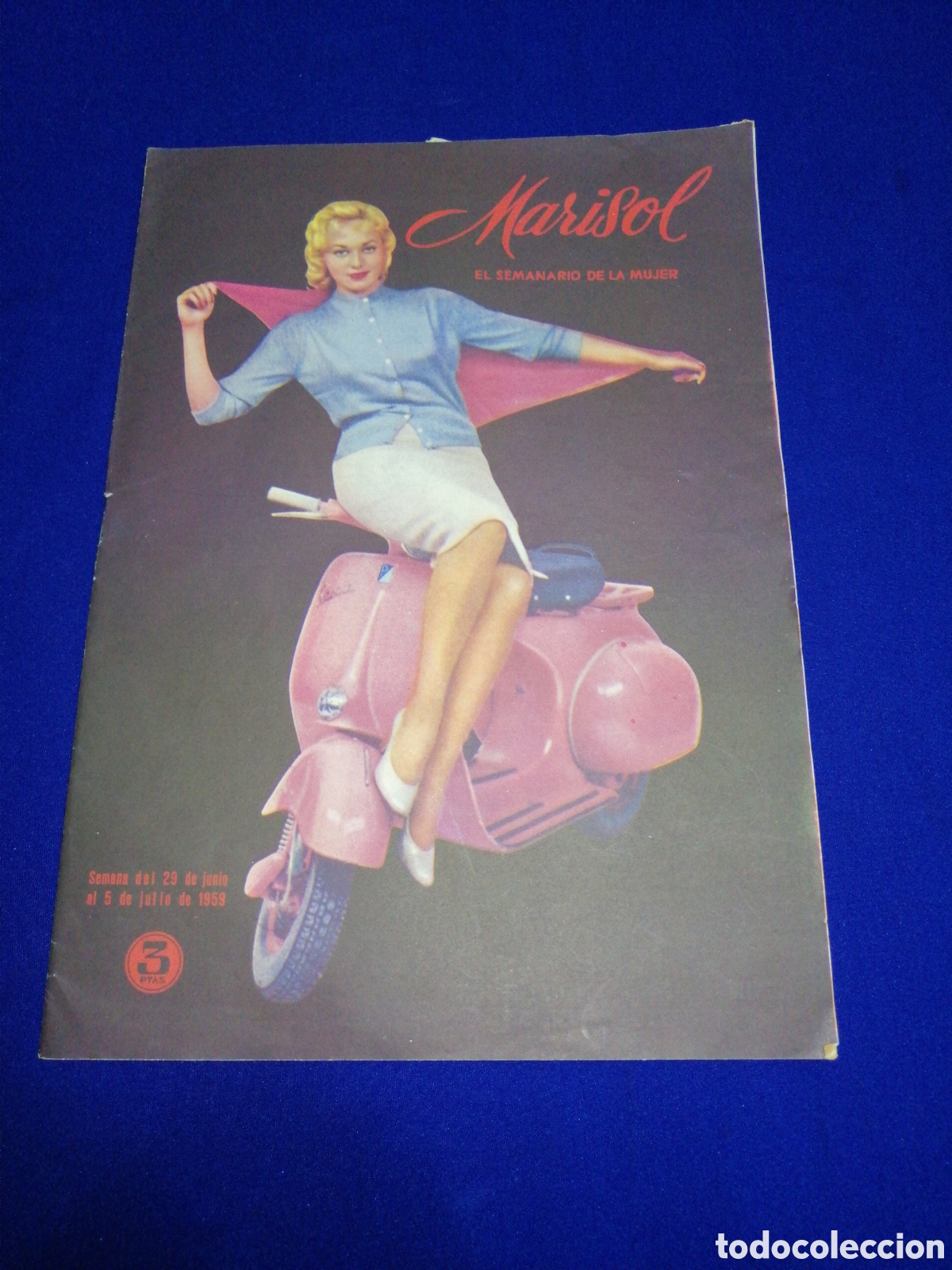 Coleccionismo de revista Temas Espa&ntilde;oles: MARISOL EL SEMANARIO DE LA MUJER PORTADA MOTO VESPA ROSA A&Ntilde;O 1959
