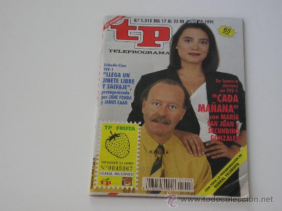 Coleccionismo de revista Tiempo: REVISTA TP TELEPROGRAMA. JUNIO DE 1991 - Foto 1