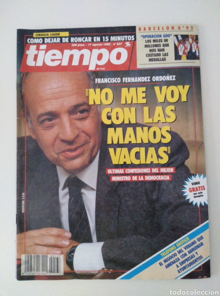 REVISTA TIEMPO. N° 537 AGOSTO 1992 (Coleccionismo - Revistas y Periódicos Modernos (a partir de 1.940) - Revista Tiempo)