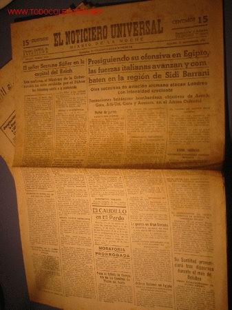 Coleccionismo de revistas y peri&oacute;dicos: DIARIO EL NOTICIERO UNIVERSAL A&Ntilde;O 1940