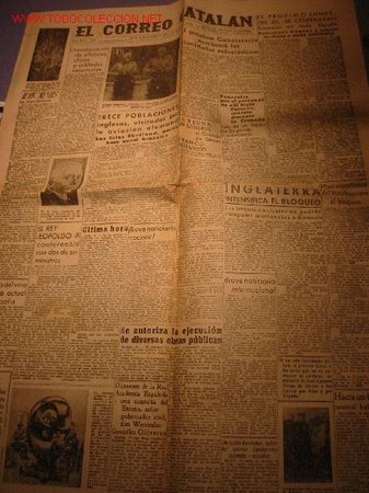Coleccionismo de revistas y peri&oacute;dicos: DIARIO EL CORREO CATALAN a&ntilde;o 1939