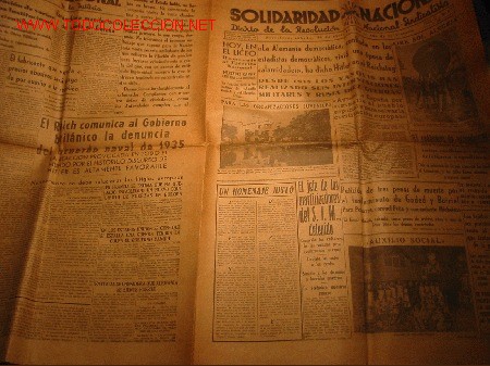 Sammeln von Zeitschriften und Zeitungen: DIARIO SOLIDARIDAD NACIONAL a&ntilde;o 1939