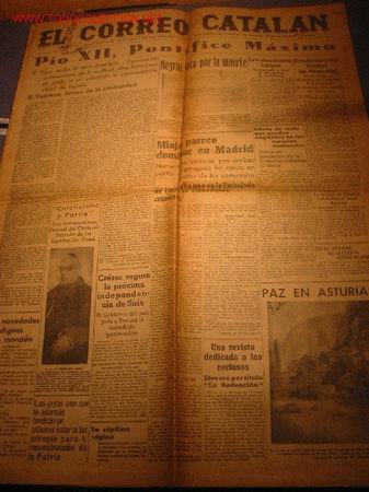 Collectionnisme de Revues et Journaux: DIARIO EL CORREO CATALAN a&ntilde;o 1939