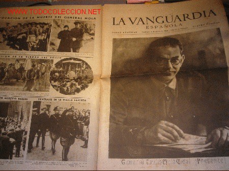 Coleccionismo de revistas y peri&oacute;dicos: DIARIO LA VANGUARDIA A&Ntilde;O 1939-GENERAL EMILIO MOLA VIDAL - PRESENTE !!!!!!