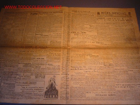 Coleccionismo de revistas y peri&oacute;dicos: DIARIO HOJA OFICIAL A&Ntilde;O 1940 - LONDRES OBJETIVO AVIACION ALEMANA