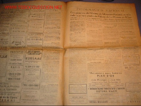 Sammeln von Zeitschriften und Zeitungen: DIARIO LA VANGUARDIA A&Ntilde;O 1939
