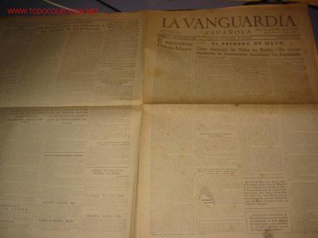 Coleccionismo de revistas y peri&oacute;dicos: DIARIO LA VANGUARDIA A&Ntilde;O 1939