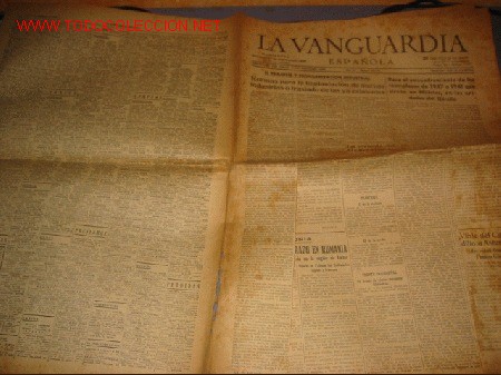Collectionnisme de Revues et Journaux: DIARIO LA VANGUARDIA A&Ntilde;O 1939