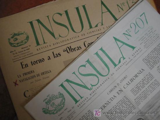 Coleccionismo de revistas y peri&oacute;dicos: INSULA, Revista Bibliografica de Ciencias y Letras. SE VENDEN POR UNIDADES. Desde el n&ordm;316 al 427