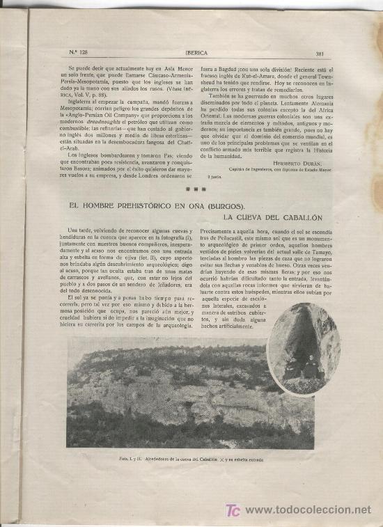 Colecionismo de Revistas e Jornais: IBERICA 1916 EL HOMBRE PREHISTORICO EN O&Ntilde;A BURGOS AUTOCARAVANA VILATORTA ROQUETAS 128