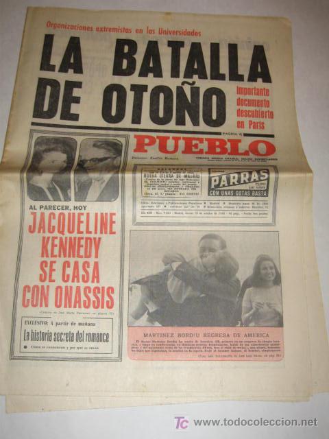 Collection Magazines and Newspapers: Mayo del 68, y la boda de Jacqueline con Onassis. Diario Pueblo de 18/10/1968.