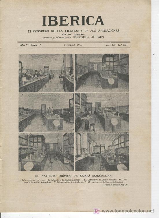 Coleccionismo de Revistas y Peri&oacute;dicos: IBERICA 1919 INSTITUTO QUIMICO DE SARRIA 263 PARARRAYOS DE PLACAS DE OXIDO ZEPPELIN DIRIGIBLE