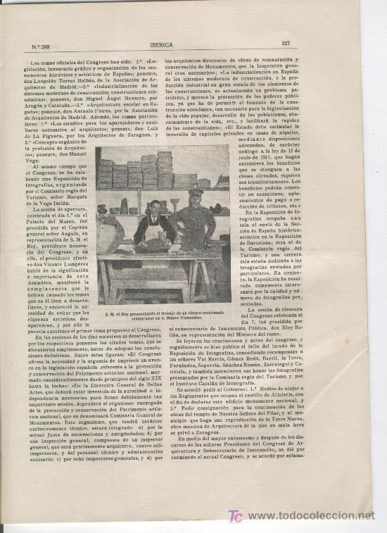 Coleccionismo de Revistas y Peri&oacute;dicos: IBERICA A&Ntilde;O 1919 CENTENARIO DE WATT MUSEO NUMANTINO CON ALFONSO XIII NUMANCIA 298 TELEFONIA RURAL