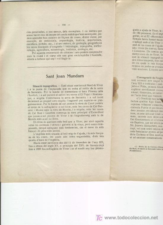 Coleccionismo de revistas y peri&oacute;dicos: BUTLLETI CENTRE EXCURSIONISTA DE BAGES 1928 SANT JOAN DE MUNDARN MONTDARNT VIVER SERRATEIX MONTDARN