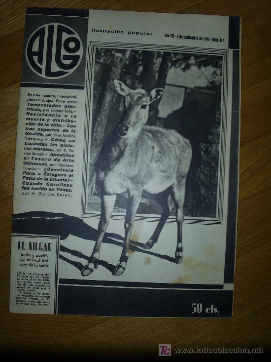 Coleccionismo de revistas y peri&oacute;dicos: Revista ALGO- ILUSTRACI&Oacute;N POPULAR - 1935 * GIRALDA DE SEVILLA * ALICANTE *