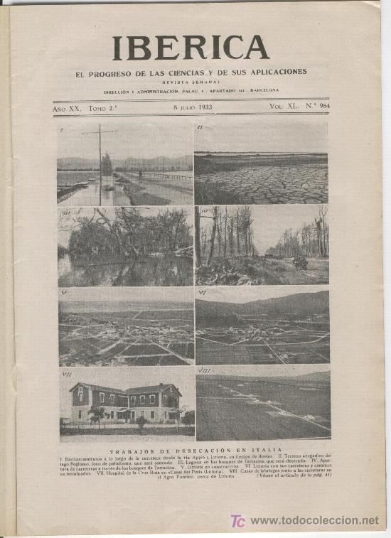 Coleccionismo de revistas y peri&oacute;dicos: IBERICA 1933 DESECACION EN LITTORIA 984 SAL POTASICA SURIA SALLENT CARDONA SALINIZACION AGUA DE
