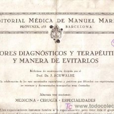 Coleccionismo de Revistas y Periódicos: REVISTA MÉDICA. ERRORES DIAGNOSTICOS Y TERAPEUTICOS Y MANERA DE EVITARLOS.. Lote 7234693