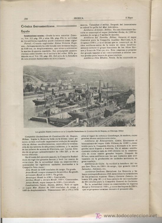 Coleccionismo de Revistas y Peri&oacute;dicos: IBERICA 327 A&Ntilde;O 1920 FOCAS MAR DE WEDDELL COMPA&Ntilde;IA EUSKALDUNA OLAVEAGA ASTILLEROS AMUNDSEN POLO SUR