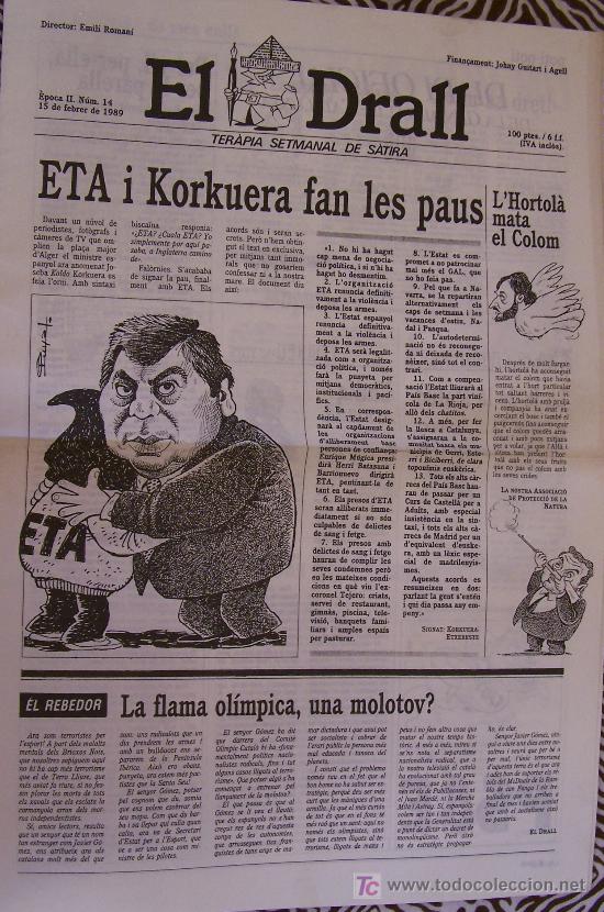 Collectionnisme de Revues et Journaux: El Drall: Terapia setmanal de satira. Barcelona. Epoca II, num. 14. 1989. 44 x 30 cm. 6 pag.