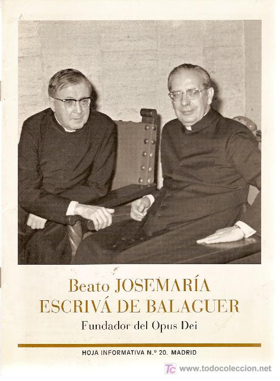 Coleccionismo de Revistas y Peri&oacute;dicos: Jose Mar&iacute;a Escriv&aacute; de Balaguer, fundador del Opus Dei. Hoja informativa n&ordm; 20. 1997.